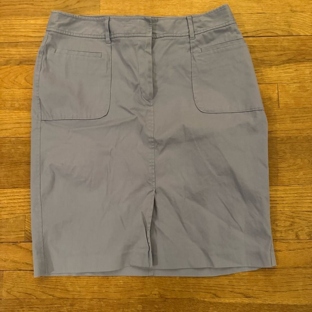 Lane Bryant blue front zip knee length pencil skirt size 14
b63